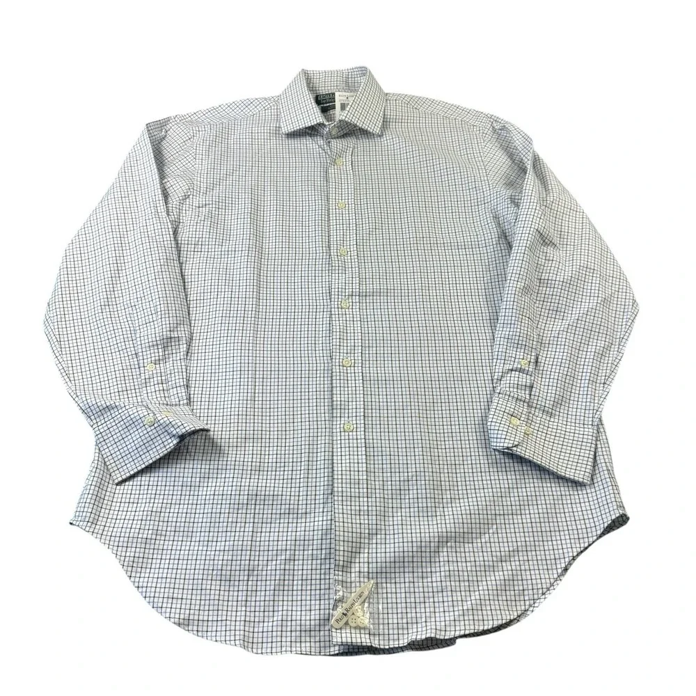 Polo Ralph Lauren White Blue Black Check Regent Cotton Button Front 16.5 NWT